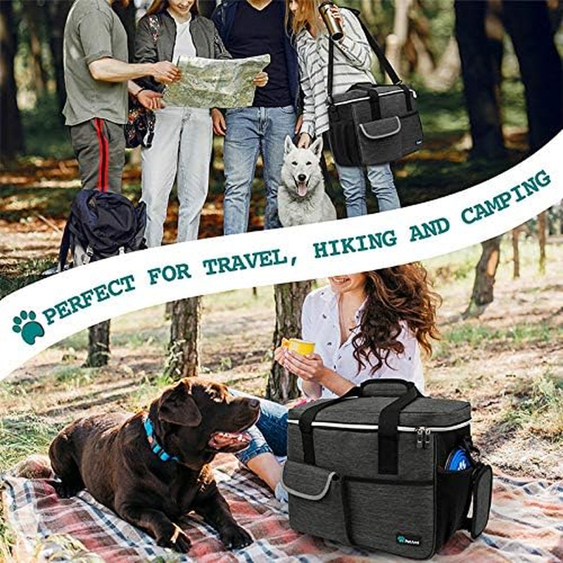 Ultimate Dog Travel Bag - All-in-One Organizer with Food Container & Bowls - Perfect for Weekend Camping & Diaper Needs (Charcoal, Medium)