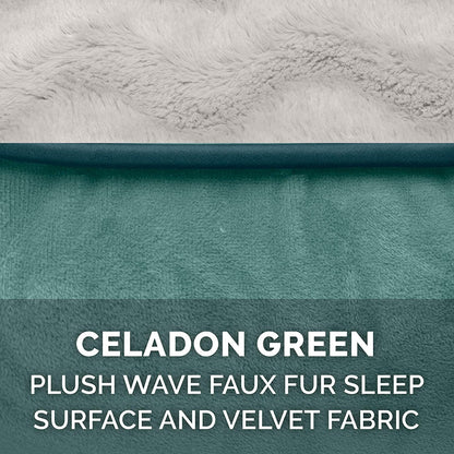 Plush Celadon Green Memory Foam Dog Bed with Removable Bolsters - Perfect Comfort for Small Dogs up to 20 lbs