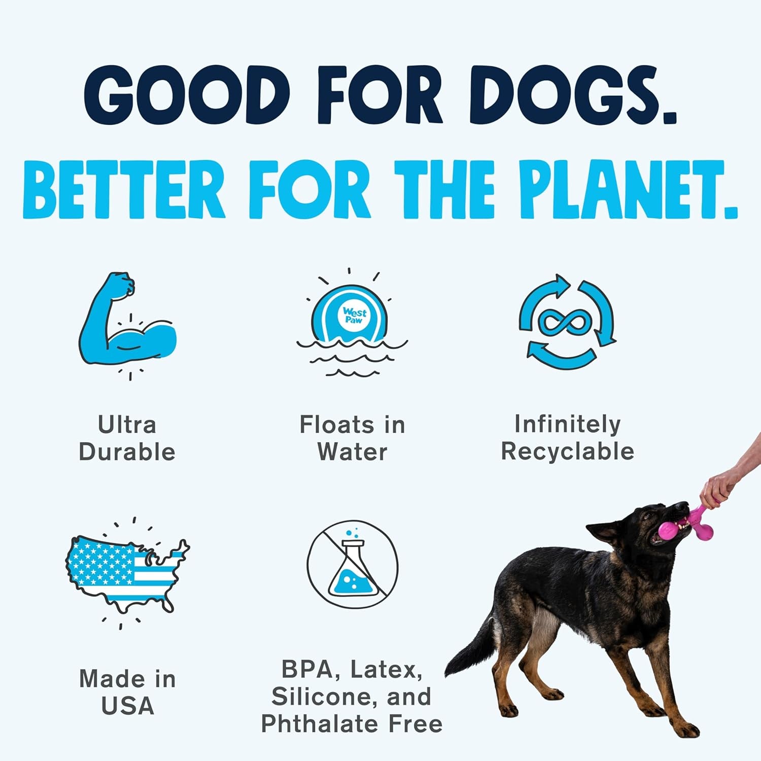 Zogoflex Air Skamp Tug-Of-War Stick – Interactive Chew Toy for Dogs & Puppies, Perfect for Fetching & Chewing, Dishwasher Safe, Large 8.5", Aqua Blue