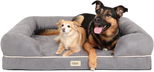 Chester Xx-Large Orthopedic Memory Foam Dog Bed - Calming Couch Design with Cozy Rim Pillow, Water-Resistant Liner, Washable Cover & Non-Slip Bottom in Stylish Grey