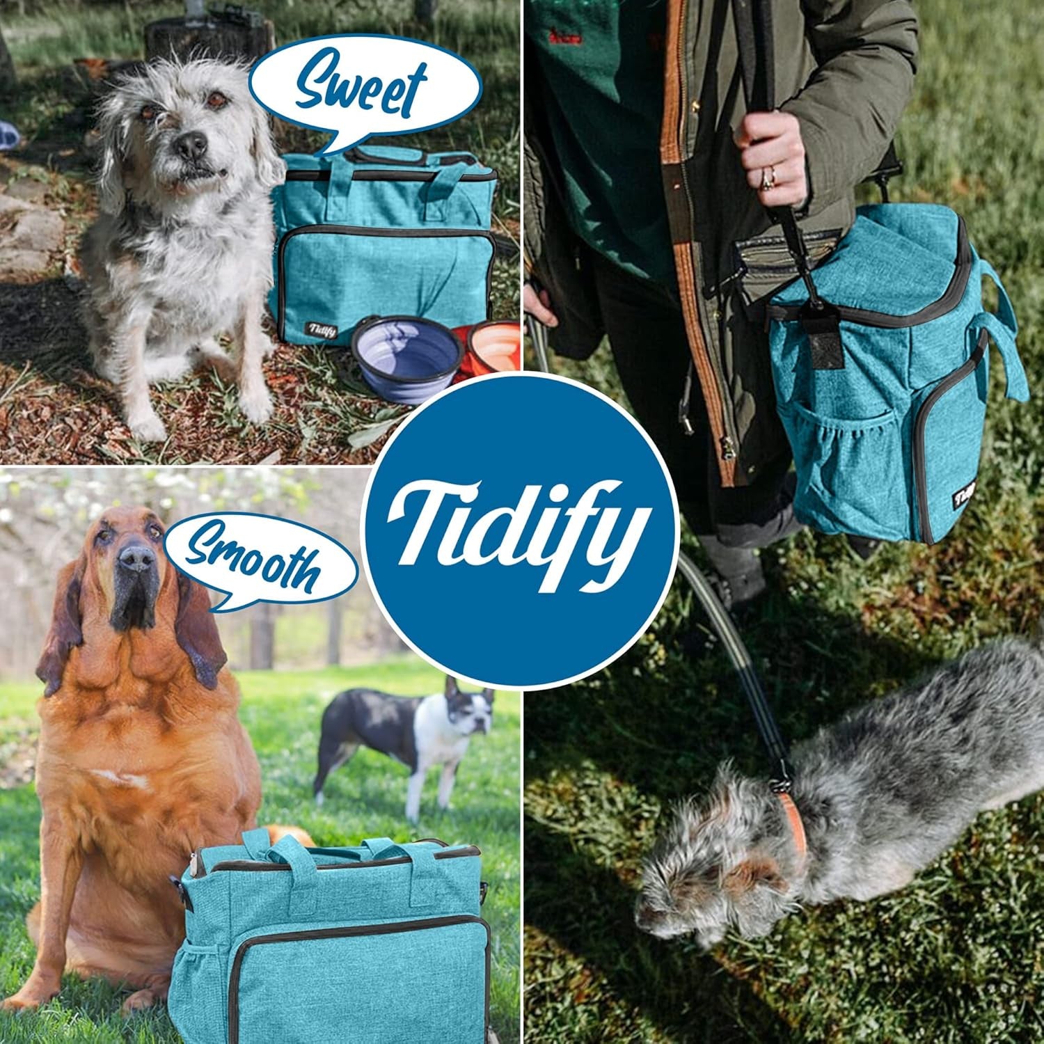 Airline Approved Dog Travel Bag - Ultimate Tote Set with Multi-Function Pockets, Food Containers & Collapsible Bowls for Weekend Getaways - Blue