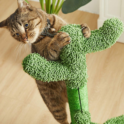 Deluxe 35-Inch Green Cactus Cat Tree with Hammock & Sisal Scratching Post - Perfect for Large Cats!