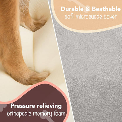 Chester Xx-Large Orthopedic Memory Foam Dog Bed - Calming Couch Design with Cozy Rim Pillow, Water-Resistant Liner, Washable Cover & Non-Slip Bottom in Stylish Grey