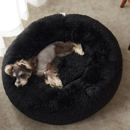 Cozy Calming Donut Bed for Dogs & Cats - Soft Faux Fur Cushion for Ultimate Comfort