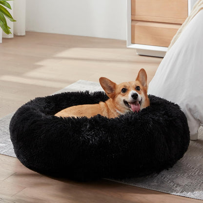 Cozy Calming Donut Bed for Dogs & Cats - Soft Faux Fur Cushion for Ultimate Comfort