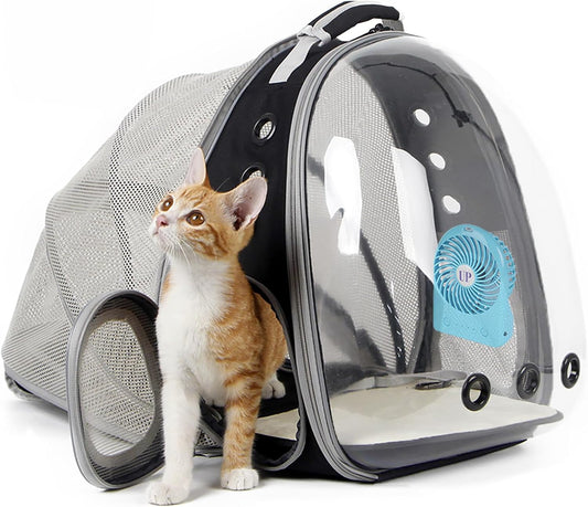 Revolutionary Cat Bubble Backpack with Fan - Space Capsule Pet Carrier for Cats & Small Dogs (Up to 12 lbs)