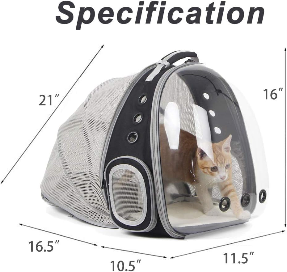 Revolutionary Cat Bubble Backpack with Fan - Space Capsule Pet Carrier for Cats & Small Dogs (Up to 12 lbs)