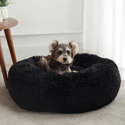 Cozy Calming Donut Bed for Dogs & Cats - Soft Faux Fur Cushion for Ultimate Comfort